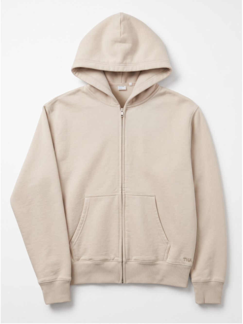 TNA Aritzia Sweatfleece Cozy Fleece Perfect Fit Beige Zip-up Jacket, Sz M